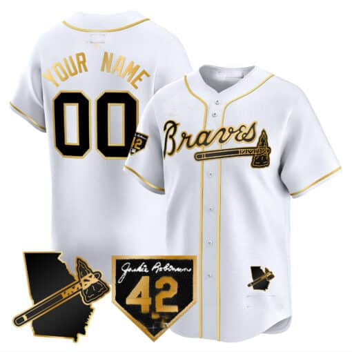 Custom A.Braves Robinson & Georgia Patch Vapor Premier Limited Baseball Jerseys