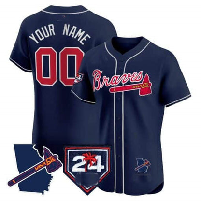 Custom A.Braves Spring Training & Georgia Patch Vapor Premier Elite Stitched Baseball Jerseys