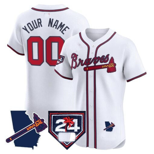 Custom A.Braves Spring Training & Georgia Patch Vapor Premier Elite Stitched Baseball Jerseys