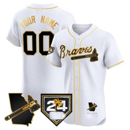 Custom A.Braves Spring Training & Georgia Patch Vapor Premier Elite Stitched Baseball Jerseys