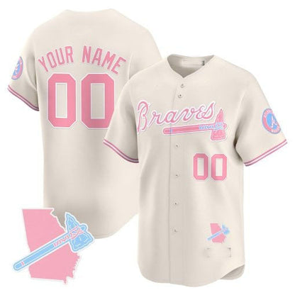 Custom A.Braves Bubblegum Pink Vapor Premier Limited Stitched Baseball Jerseys