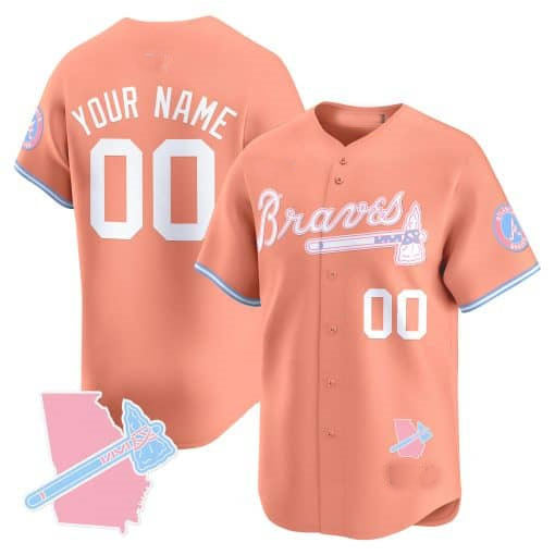 Custom A.Braves Bubblegum Pink Vapor Premier Limited Stitched Baseball Jerseys