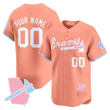 Custom A.Braves Bubblegum Pink Vapor Premier Limited Stitched Baseball Jerseys