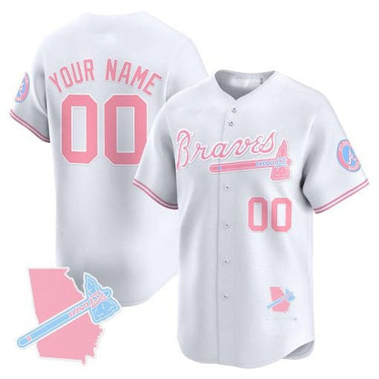 Custom A.Braves Bubblegum Pink Vapor Premier Limited Stitched Baseball Jerseys