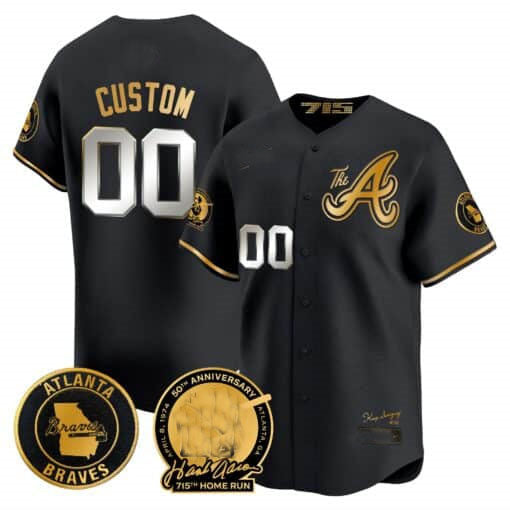 Custom A.Braves Hank Aaron 75th Home Run Patch Vapor Premier Limited V2 Baseball Jerseys