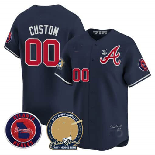 Custom A.Braves Hank Aaron 75th Home Run Patch Vapor Premier Limited V2 Baseball Jerseys