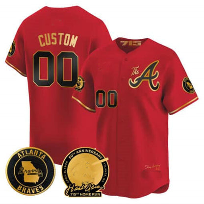 Custom A.Braves Hank Aaron 75th Home Run Patch Vapor Premier Limited V2 Baseball Jerseys