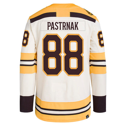 B.Bruins #88 David Pastrnak Player Fanatics Cream Authenti Breakaway Hockey Jerseys