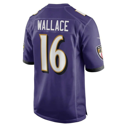 B.Ravens #16 Tylan Wallace Purple Player Game Jersey Stitched American Football Jerseys