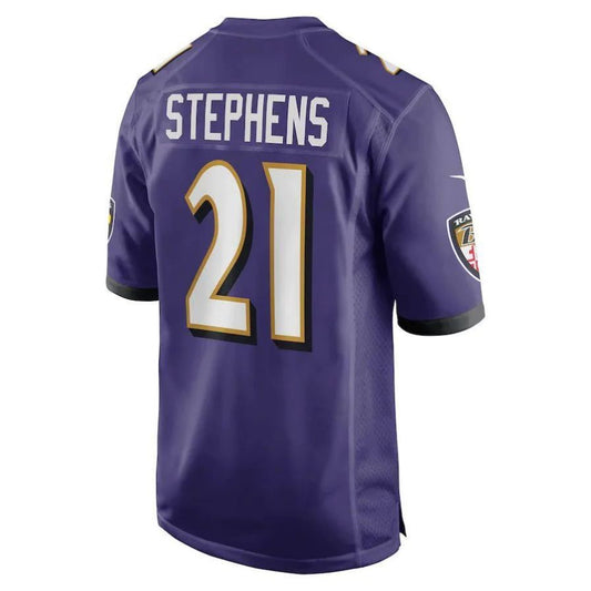 B.Ravens #21 Brandon Stephens Purple Player Game Jersey Stitched American Football Jerseys
