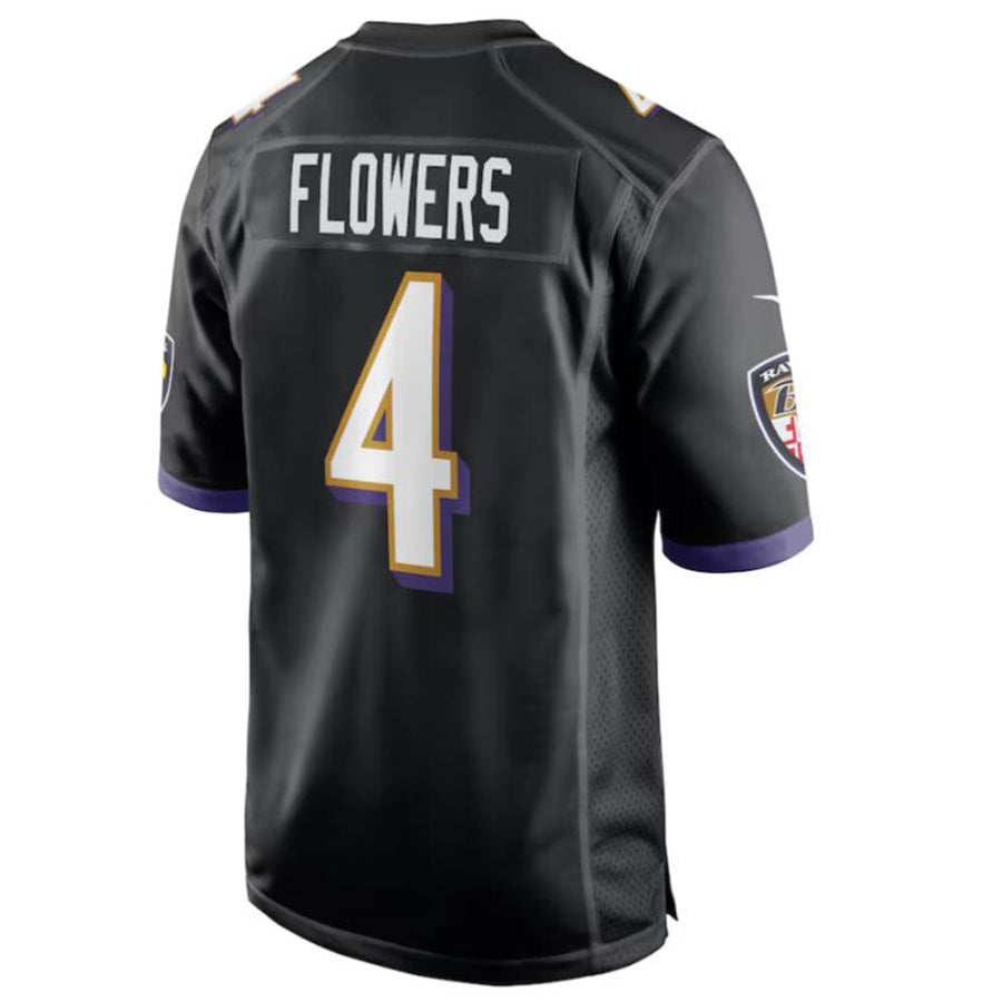 B.Ravens #4 Zay Flowers Black Team Game Jersey American Stitched Football Jerseys