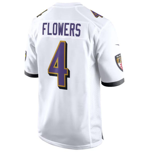 B.Ravens #4 Zay Flowers White Game Jersey American Stitched Football Jerseys