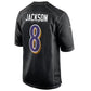 B.Ravens #8 Lamar Jackson Black Fashion Game Jersey American Stitched Football Jerseys