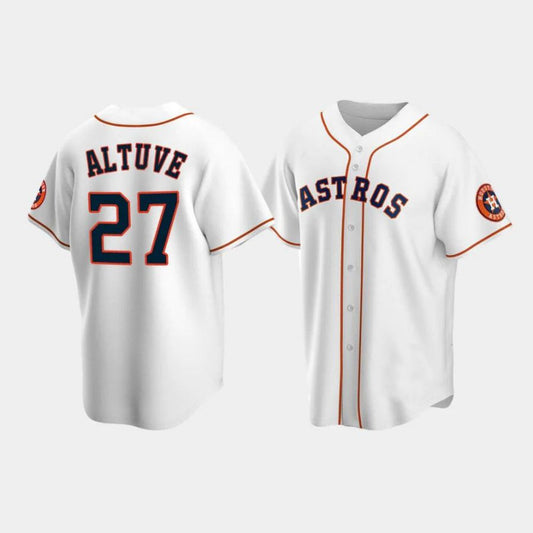 Baseball Houston Astros #27 Jose Altuve White Stitched Player Baseball Jerseys