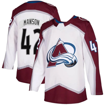 C.Avalanche #42 Josh Manson Player Fanatics Away Premium White Hockey Jerseys