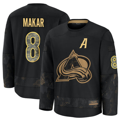 C.Avalanche #8 Cale Makar Player Fanatics Black Military Appreciation Hockey Jerseys