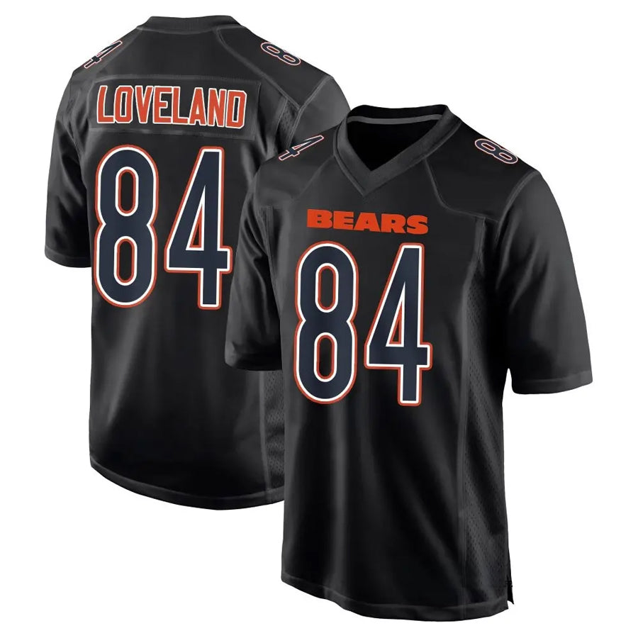C.Bears #84 Colston Loveland Player Carbon Black Fashion Game Football Jerseys