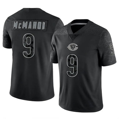 C.Bears #9 Jim McMahon Player Black RFLCTV Limited Football Jerseys