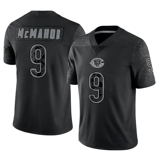 C.Bears #9 Jim McMahon Player Black RFLCTV Limited Football Jerseys