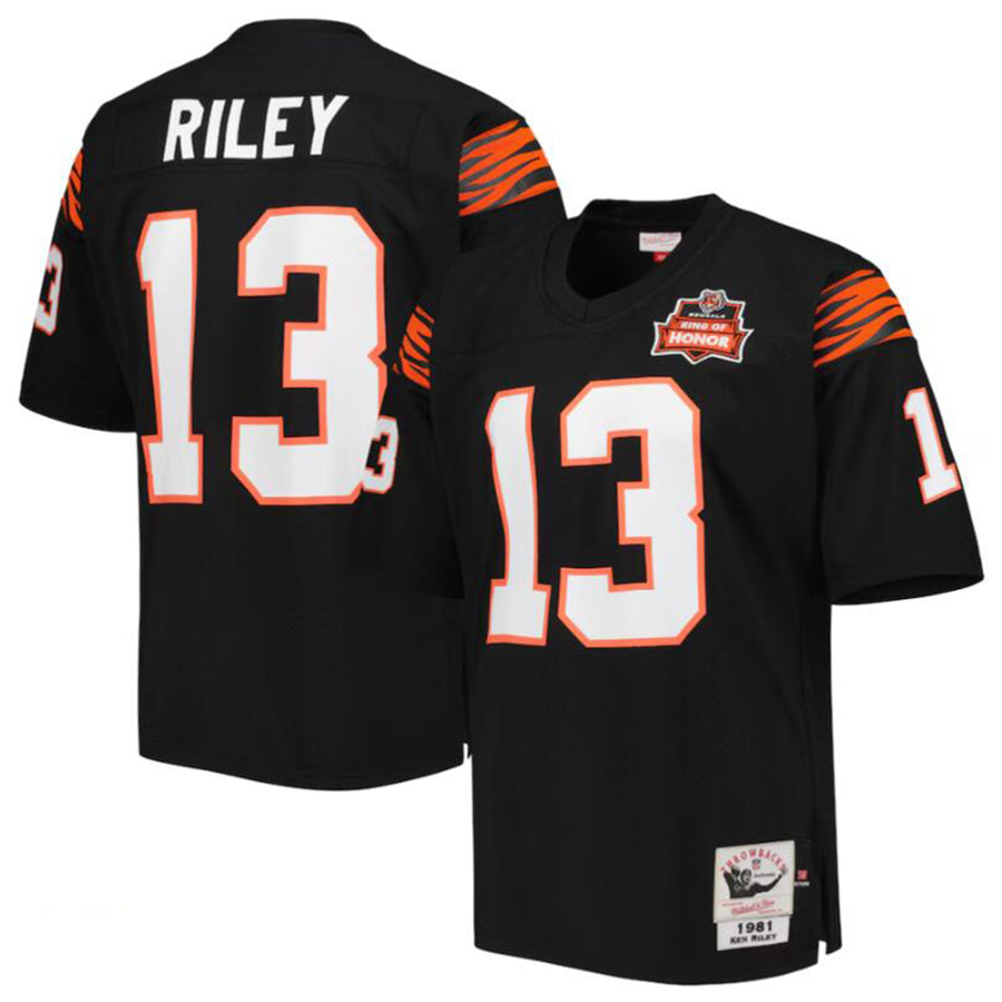 C.Bengals 1981 Ken Riley Black Authentic Throwback Retired Player Jersey Football Jerseys