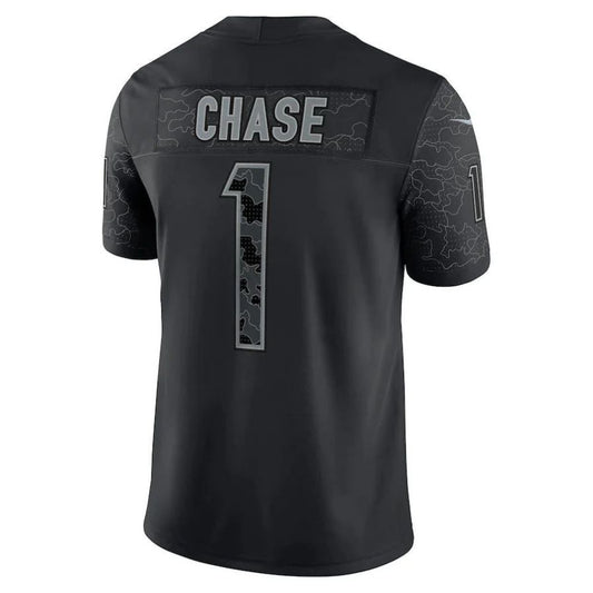 C.Bengals #1 Ja'Marr Chase Black RFLCTV Limited Player Jersey Stitched American Football Jerseys