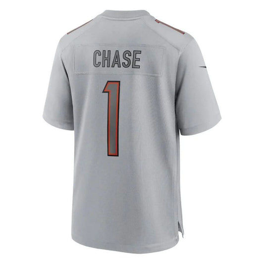 C.Bengals #1 Ja'Marr Chase Gray Atmosphere Fashion Game Player Jersey Stitched American Football Jerseys