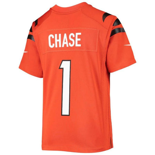 C.Bengals #1 Ja'Marr Chase Orange 2021 Draft First Round Pick Alternate Game Player Jersey Stitched American Football Jerseys