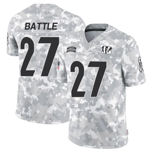 C.Bengals #27 Jordan Battle Player Arctic Camo Salute to Service Limited Football Jerseys