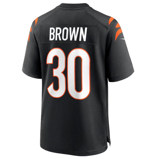 C.Bengals #30 Chase Brown Black Team Game Jersey American Stitched Football Jerseys