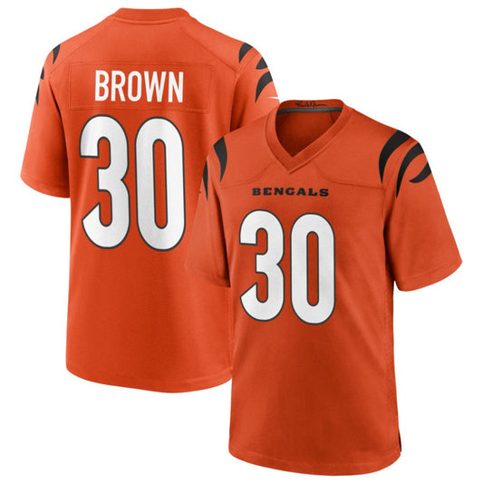 C.Bengals #30 Chase Brown Player Oramge Home Game Football Jerseys
