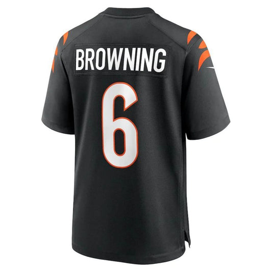 C.Bengals #6 Jake Browning Black Game Player Jersey Stitched American Football Jerseys
