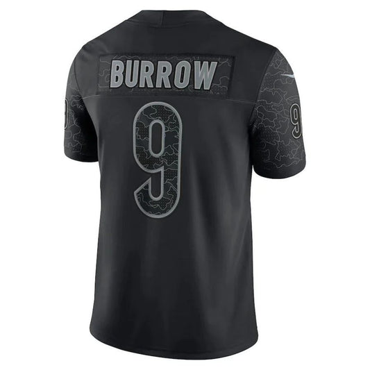 C.Bengals #9 Joe Burrow Black RFLCTV Limited Player Jersey Stitched American Football Jerseys