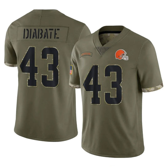 C.Browns #43 Mohamoud Diabate Player Salute To Service Limited Olive Football Jerseys