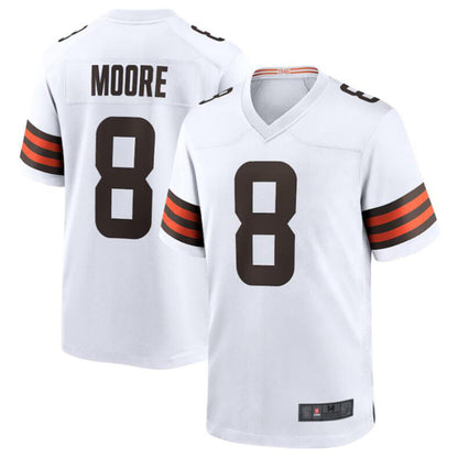 C.Browns #8 Elijah Moore White Game Retired Player Jersey American Stitched Football Jerseys