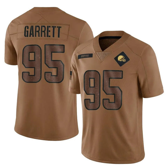 C.Browns #95 Myles Garrett Player Brown salute to service Football Jerseys