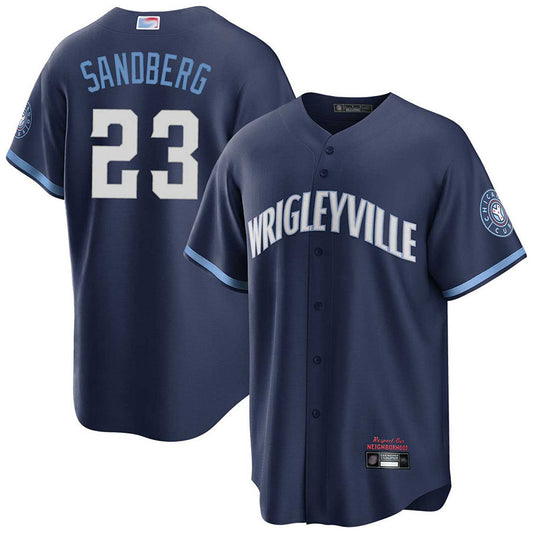C.Cubs #23 Ryne Sandberg Player Navy City Connect Vapor Limited Baseball Jerseys