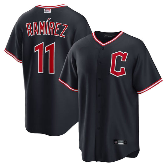C.Guardians #11 Jos¨¦ Ram¨ªrez Player Navy Home Replica Baseball Jerseys