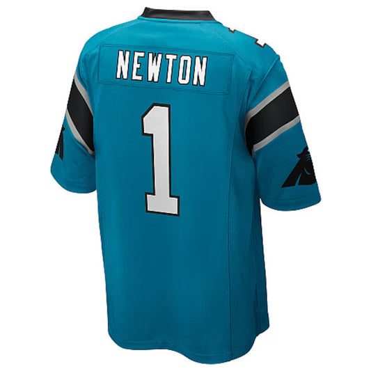 C.Panthers #1 Cam Newton Player Blue Game Football Jerseys