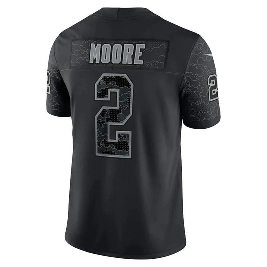 C.Panthers #2 D.J. Moore Black RFLCTV Limited Player Jersey Stitched American Football Jerseys