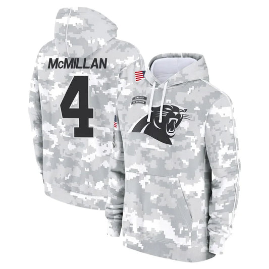 C.Panthers #4 Tetairoa McMillan Player Arctic Camo Salute to Service Limited Hoodies Football Jerseys