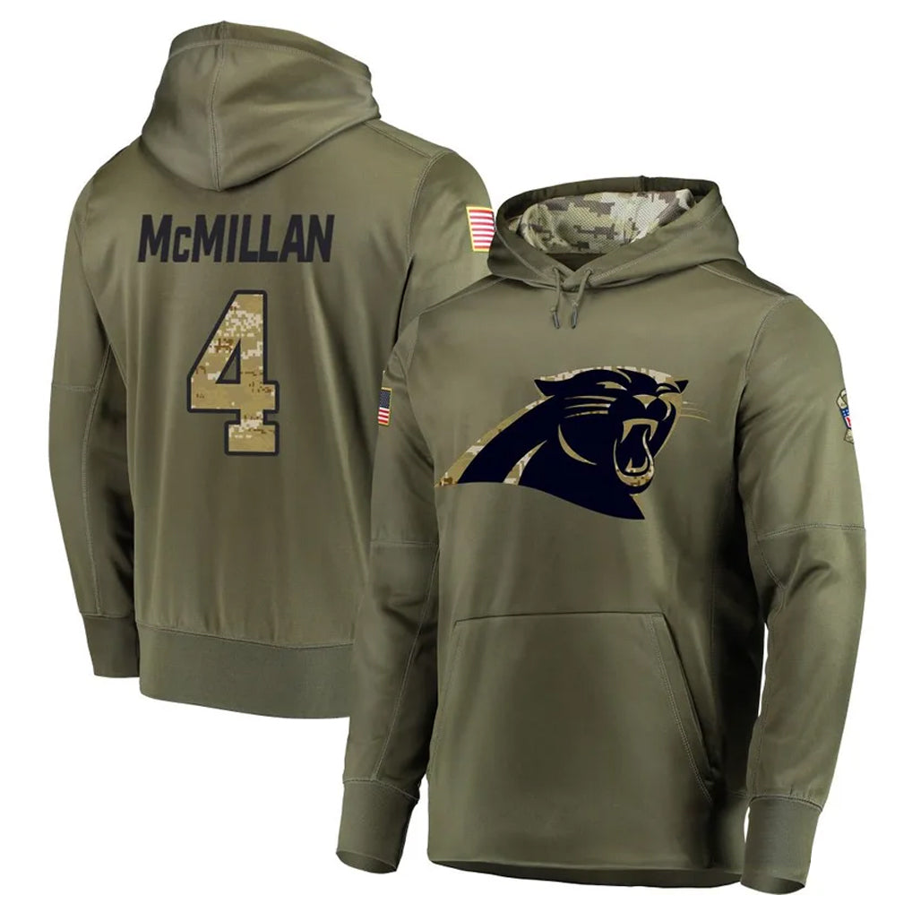 C.Panthers #4 Tetairoa McMillan Player Olive Salute to Service Limited Hoodies Football Jerseys