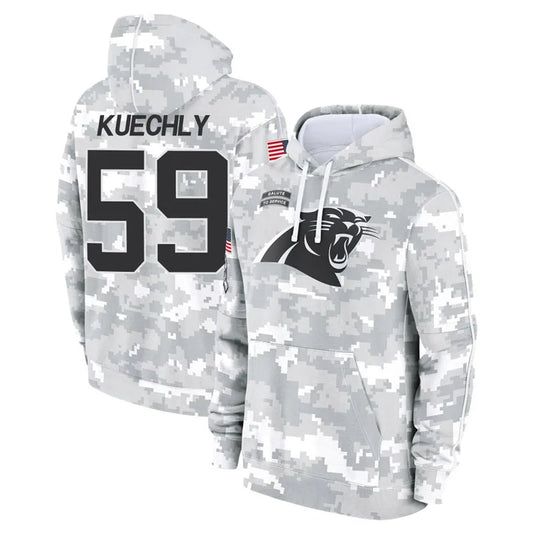 C.Panthers #59 Luke Kuechly Player Arctic Camo Salute to Service Hoodies Football Jerseys
