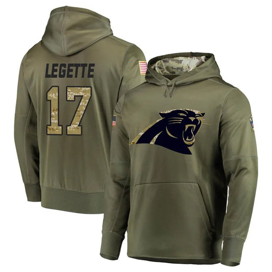 C.Panthers #17 Xavier Legette Player Olive Salute to Service Limited Hoodies Football Jerseys