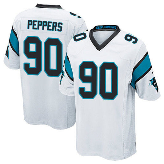 C.Panthers #90 Julius Peppers Player Black White Game Football Jerseys