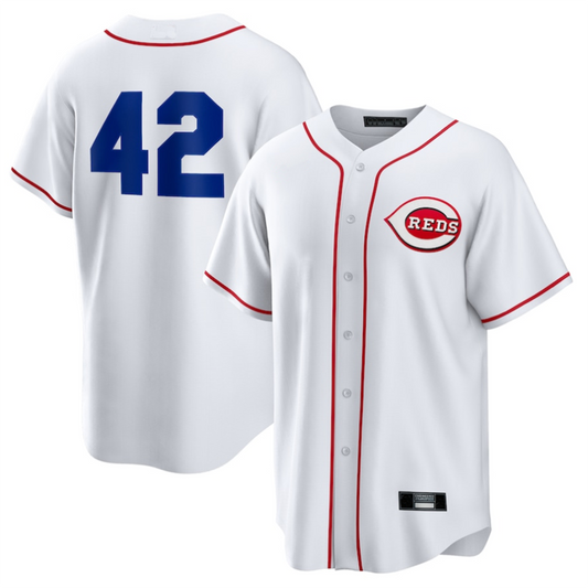 C.Reds #42 Player White Home 2025 Jackie Robinson Day Replica Baseball Jerseys