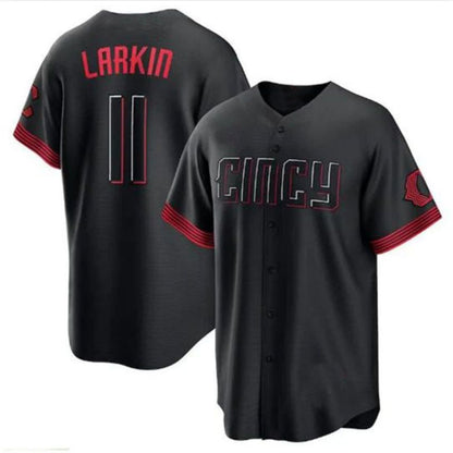 Cincinnati Reds #11 Barry Larkin 2023 City Connect Replica Player Jersey - Black Baseball Jerseys