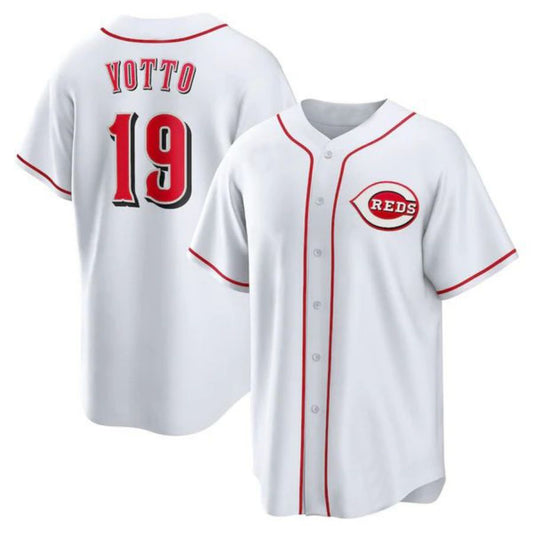 Cincinnati Reds #19 Joey Votto White Home Replica Player Name Jersey Baseball Jerseys