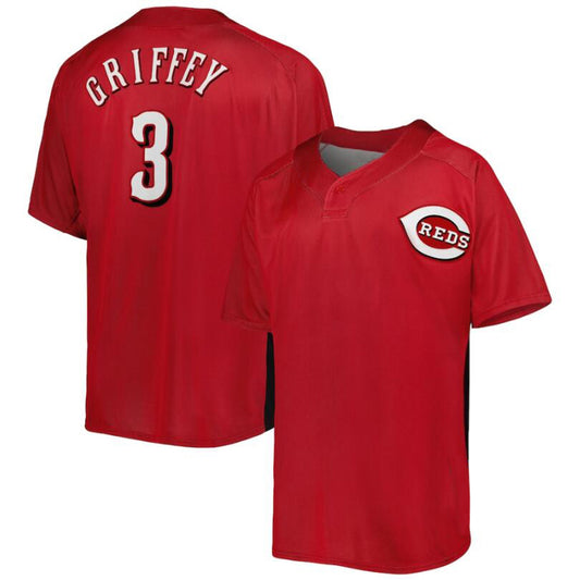 Cincinnati Reds #3 Ken Griffey Jr. Mitchell & Ness Red Cooperstown Collection Mesh Batting Practice Player Baseball Jerseys