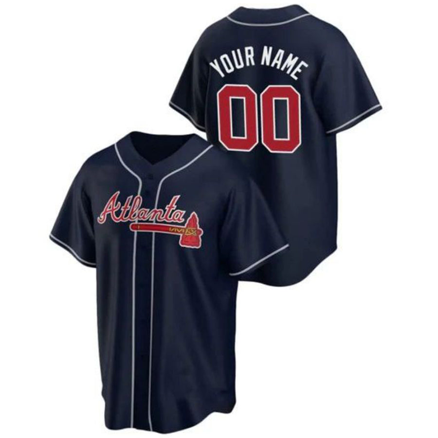 Custom Atlanta Braves Navy Men Youth And Women Birthday gift Stitched Baseball Jerseys