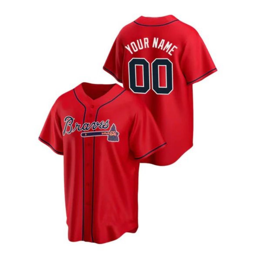 Custom Atlanta Braves Red Men Youth And Women Birthday gift Stitched Baseball Jerseys